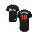 Men's Majestic Miami Marlins #16 Jose Fernandez Black Flexbase Authentic Collection MLB Jersey