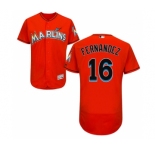 Men's Majestic Miami Marlins #16 Jose Fernandez Orange Flexbase Authentic Collection MLB Jersey