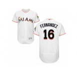 Men's Majestic Miami Marlins #16 Jose Fernandez White Flexbase Authentic Collection MLB Jersey
