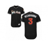 Men's Majestic Miami Marlins #3 Adeiny Hechavarria Black Flexbase Authentic Collection MLB Jersey