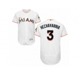 Men's Majestic Miami Marlins #3 Adeiny Hechavarria White Flexbase Authentic Collection MLB Jersey