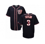 Men's Majestic Washington Nationals #3 Michael Taylor Authentic Navy Blue Team Logo Fashion Cool Base MLB Jersey