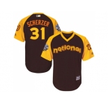 Men's Majestic Washington Nationals #31 Max Scherzer Brown 2016 All-Star National League BP Authentic Collection Flex Base MLB Jersey
