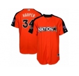 Men's Majestic Washington Nationals #34 Bryce Harper Replica Orange National League 2017 MLB All-Star MLB Jersey