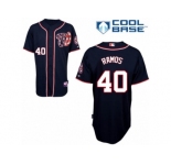 Men's Majestic Washington Nationals #40 Wilson Ramos Replica Navy Blue Alternate 2 Cool Base MLB Jersey
