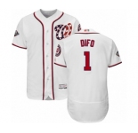 Men's Washington Nationals #1 Wilmer Difo White Home Flex Base Authentic Collection 2019 World Series Bound Baseball Jersey