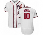 Men's Washington Nationals #10 Yan Gomes White Home Flex Base Authentic Collection 2019 World Series Bound Baseball Jersey