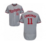 Men's Washington Nationals #11 Ryan Zimmerman Grey Road Flex Base Authentic Collection 2019 World Series Champions Baseball Jersey