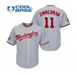 Men's Washington Nationals #11 Ryan Zimmerman Replica Grey Road Cool Base 2019 World Series Bound Baseball Jersey