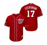 Men's Washington Nationals #17 Andrew Stevenson Replica Red Alternate 1 Cool Base 2019 World Series Champions Baseball Jersey