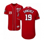 Men's Washington Nationals #19 Anibal Sanchez Red Alternate Flex Base Authentic Collection 2019 World Series Bound Baseball Jersey