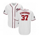 Men's Washington Nationals #37 Stephen Strasburg Replica White Home Cool Base 2019 World Series Champions Baseball Jersey