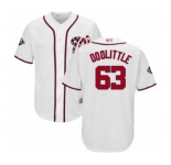 Men's Washington Nationals #63 Sean Doolittle Replica White Home Cool Base 2019 World Series Bound Baseball Jersey