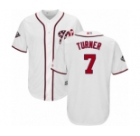 Men's Washington Nationals #7 Trea Turner Replica White Home Cool Base 2019 World Series Bound Baseball Jersey