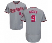 Men's Washington Nationals #9 Brian Dozier Grey Road Flex Base Authentic Collection 2019 World Series Bound Baseball Jersey