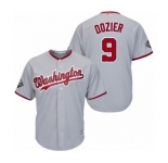 Men's Washington Nationals #9 Brian Dozier Replica Grey Road Cool Base 2019 World Series Bound Baseball Jersey