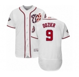 Men's Washington Nationals #9 Brian Dozier White Home Flex Base Authentic Collection 2019 World Series Bound Baseball Jersey