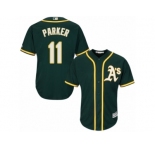 Men's Majestic Oakland Athletics #11 Jarrod Parker Replica Green Alternate 1 Cool Base MLB Jersey