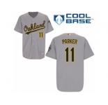 Men's Majestic Oakland Athletics #11 Jarrod Parker Replica Grey Road Cool Base MLB Jersey