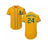 Men's Majestic Oakland Athletics #24 Rickey Henderson Gold Flexbase Authentic Collection MLB Jersey