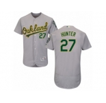 Men's Majestic Oakland Athletics #27 Catfish Hunter Grey Flexbase Authentic Collection MLB Jersey