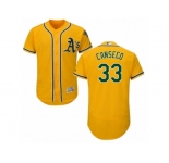 Men's Majestic Oakland Athletics #33 Jose Canseco Gold Flexbase Authentic Collection MLB Jersey