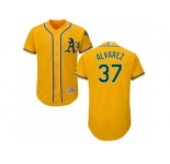Men's Majestic Oakland Athletics #37 Henderson Alvarez Gold Flexbase Authentic Collection MLB Jersey