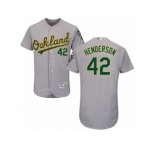 Men's Majestic Oakland Athletics #42 Dave Henderson Grey Flexbase Authentic Collection MLB Jersey