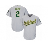 Oakland Athletics #2 Khris Davis Replica Grey Road Cool Base MLB Jersey