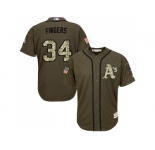 Oakland Athletics #34 Rollie Fingers Green Salute to Service Stitched Baseball Jersey