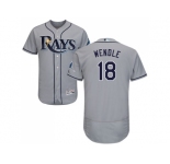 Men Tampa Bay Rays #18 Joey Wendle Grey Flexbase Authentic Collection Stitched MLB Jersey