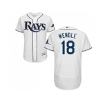 Men Tampa Bay Rays #18 Joey Wendle White Flexbase Authentic Collection Stitched MLB Jersey