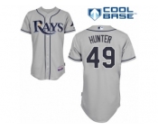 Men's Majestic Tampa Bay Rays #49 Tommy Hunter Replica Grey Road Cool Base MLB Jersey