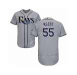 Men's Majestic Tampa Bay Rays #55 Matt Moore Grey Flexbase Authentic Collection MLB Jersey