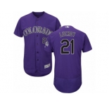 Colorado Rockies #21 Jonathan Lucroy Purple Flexbase Authentic Collection MLB Jersey