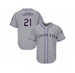 Colorado Rockies #21 Jonathan Lucroy Replica Grey Road Cool Base MLB Jersey