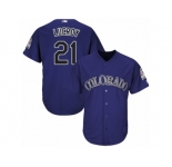 Colorado Rockies #21 Jonathan Lucroy Replica Purple Alternate 1 Cool Base MLB Jersey