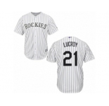 Colorado Rockies #21 Jonathan Lucroy Replica White Home Cool Base MLB Jersey