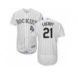 Colorado Rockies #21 Jonathan Lucroy White Flexbase Authentic Collection MLB Jersey