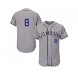Men Colorado Rockies #8 Gerardo Parra Grey Flexbase Authentic Collection Stitched MLB Jersey