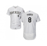 Men Colorado Rockies #8 Gerardo Parra White Strip Flexbase Authentic Collection Stitched MLB Jersey