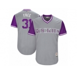 Men's 2017 Little League World Series Rockies Kyle Freeland #31 Free Gray Jersey