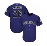 Men's Colorado Rockies #28 Nolan Arenado Replica Purple Alternate Cool Base Baseball Jersey