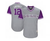 Men's Colorado Rockies Mark Reynolds #12 Sheriff Majestic Gray 2017 Players Weekend Authentic Jersey