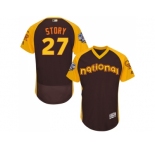 Men's Majestic Colorado Rockies #27 Trevor Story Brown 2016 All-Star National League BP Authentic Collection Flex Base MLB Jersey