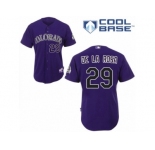 Men's Majestic Colorado Rockies #29 Jorge De La Rosa Replica Purple Alternate 1 Cool Base MLB Jersey