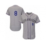 Men's Majestic Colorado Rockies #8 Gerardo Parra Grey Flexbase Authentic Collection MLB Jersey