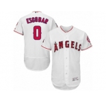 Los Angeles Angels of Anaheim #0 Yunel Escobar White Flexbase Authentic Collection MLB Jersey