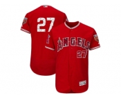 Men Los Angeles Angels #27 Mike Trout Majestic Scarlet 2018 Spring Training Flex Base Player Jersey