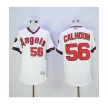 Men Los Angeles Angels Of Anaheim #56 Kole Calhoun White Flexbase Authentic Collection Cooperstown Stitched Jersey
